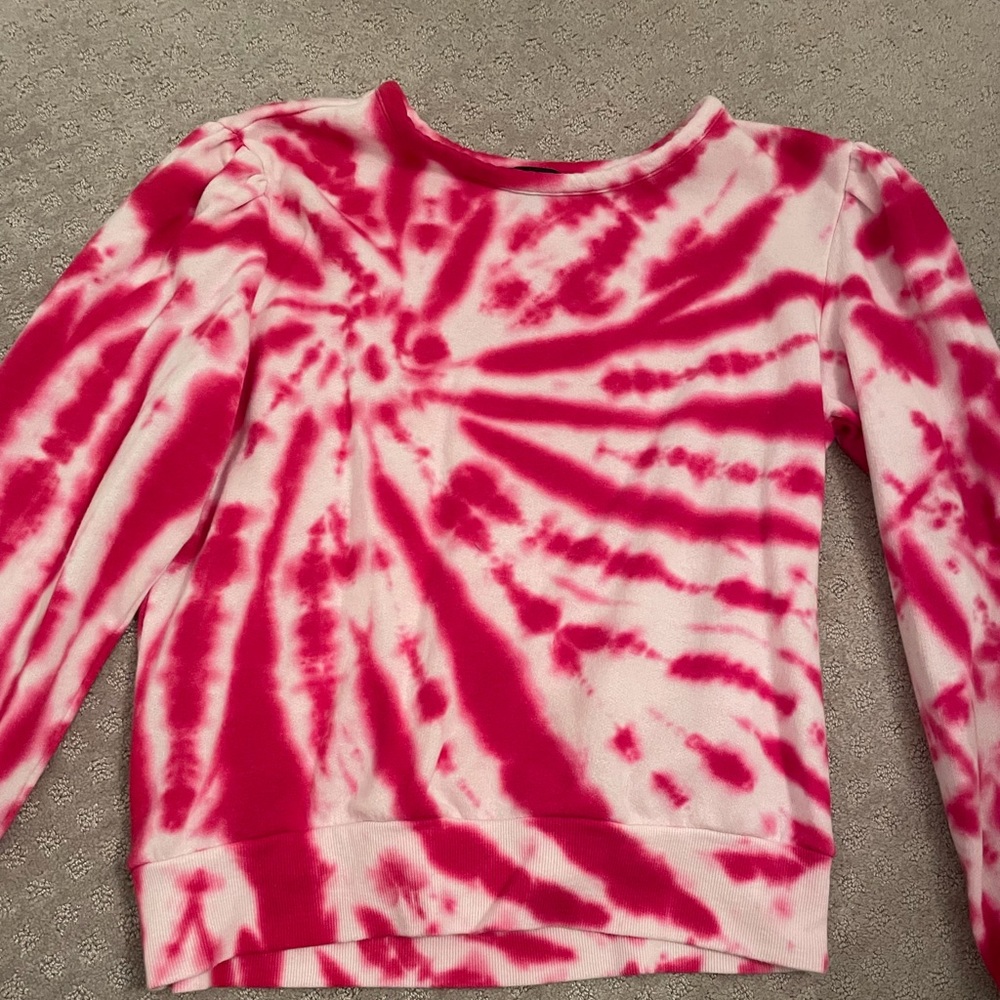 pink and white tie dye sweatshirt